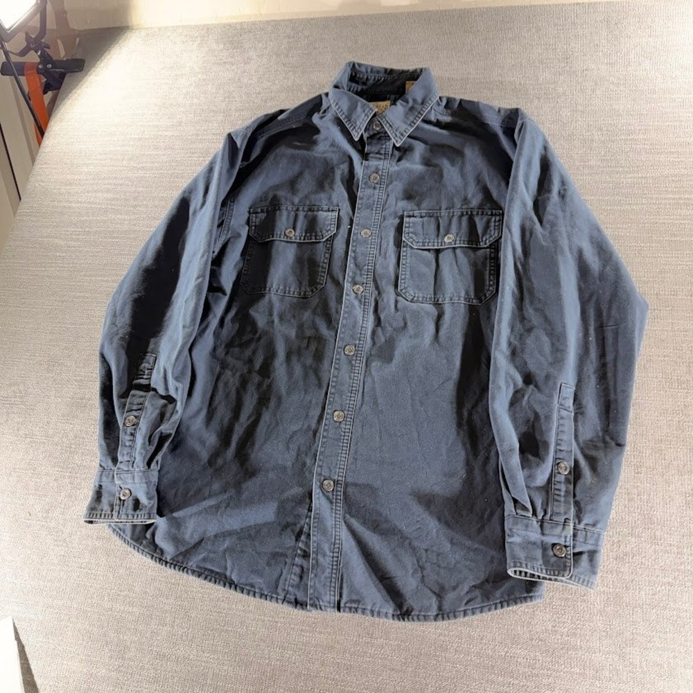 RedHead Button Down Shirt Mens M Navy Blue Excellent Flannel Canvas Workwear
